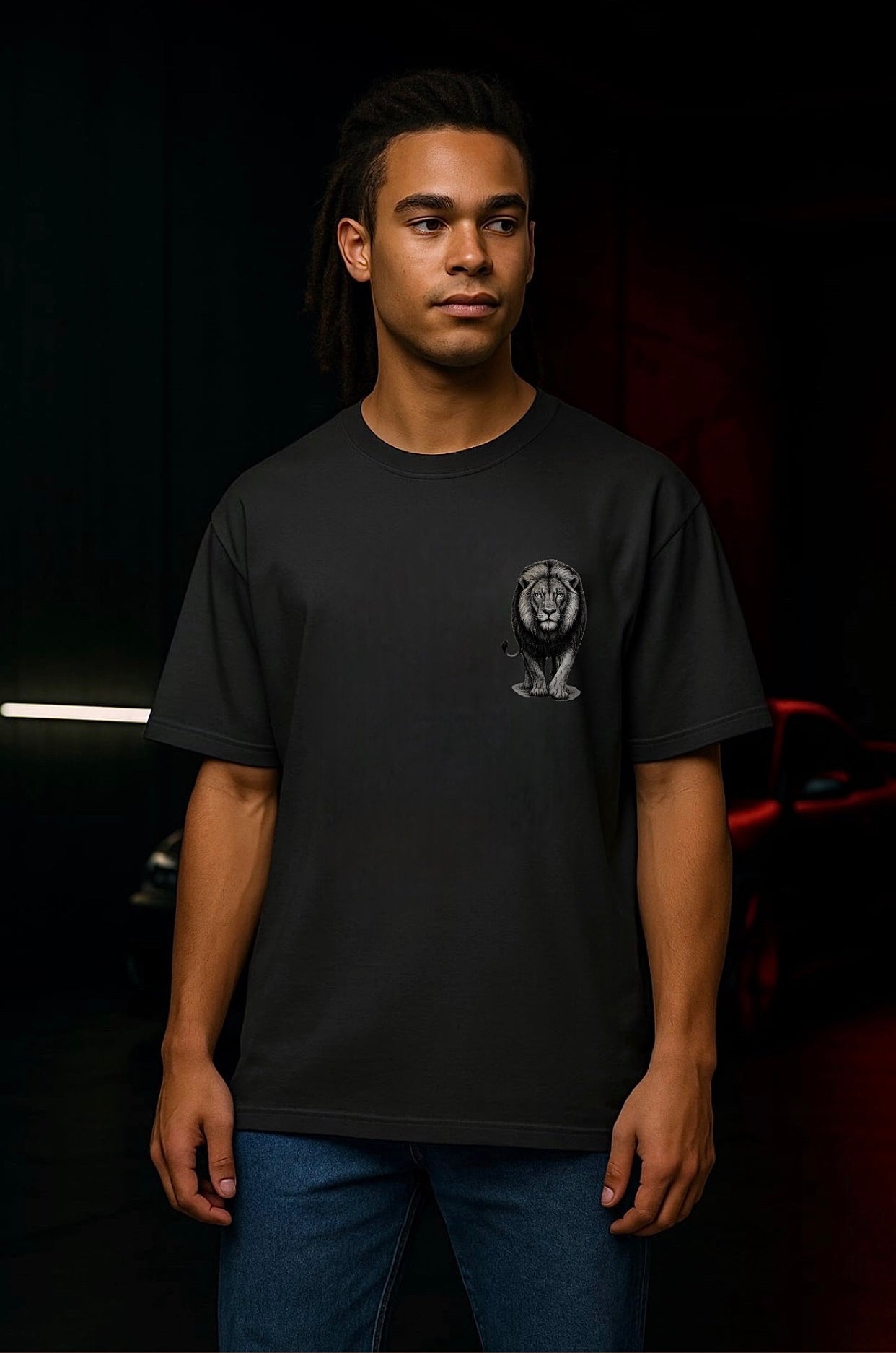 KING MODE – Oversized Lion Graphic Tee