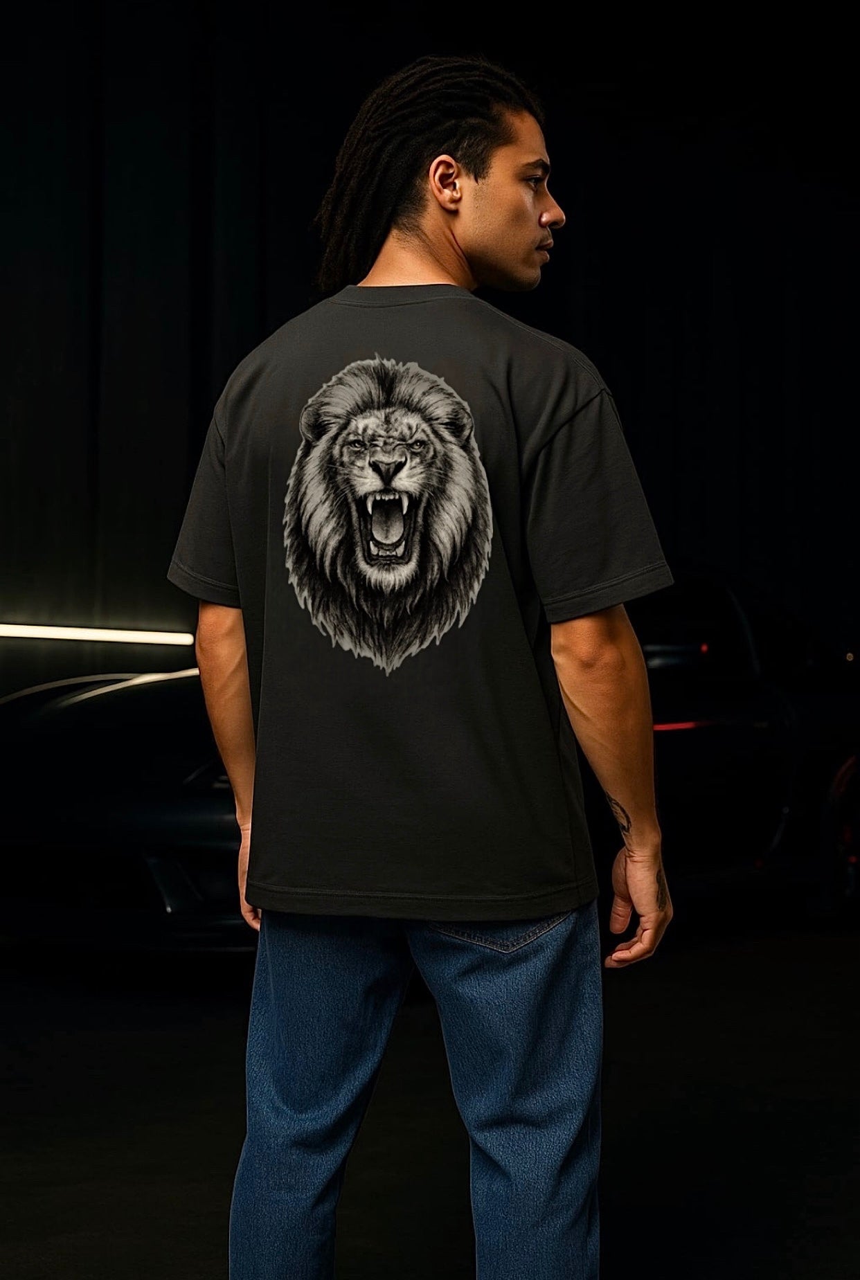 KING MODE – Oversized Lion Graphic Tee