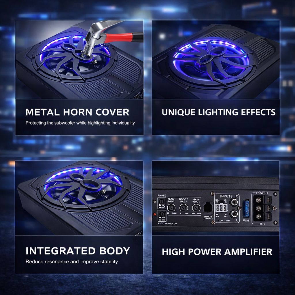 Slim Car Subwoofer – 10” 800W with LED Light