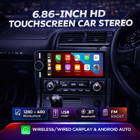 6.86” Smart Car Display – Wireless CarPlay & Android Auto